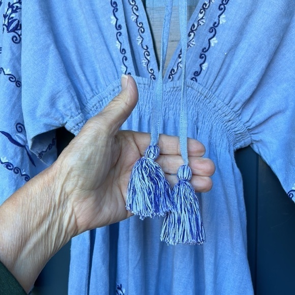 Misa Los Angeles Chantal Embroidered Cotton Chambray India Maxi Dress Small - Picture 10 of 16